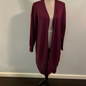 Lety and Me eggplant size 2X cardigan.  Long lines.